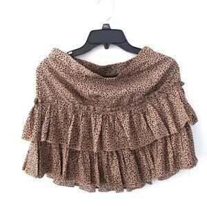 Short skirt with ruffles Size M Runway brand NWT Cheetah print elastic waist